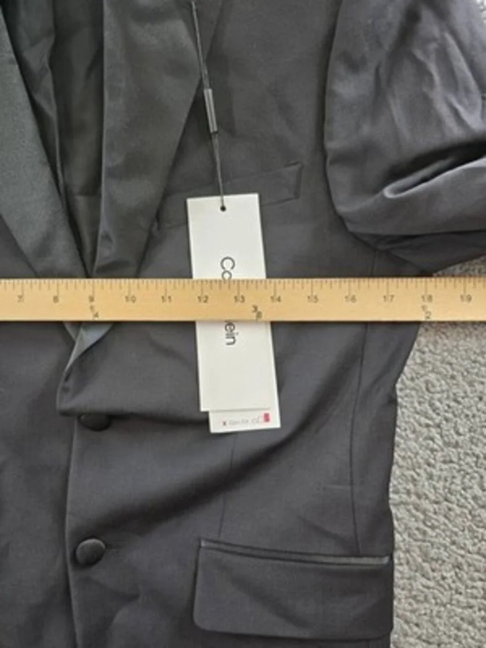 Calvin Klein Wool Blend Slim Fit Infinite Stretch Tuxedo Jacket Men's 38S Black